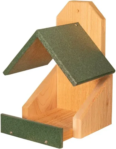 JCs Wildlife Modern Style Cedar Robin Roost with Poly Lumber Roof - Great for Robins, Phoebes, Doves and Swallows - Nesting and Roosting Platform (Blue)