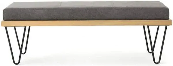 Modern Upholstered Bench with Hairpin Legs