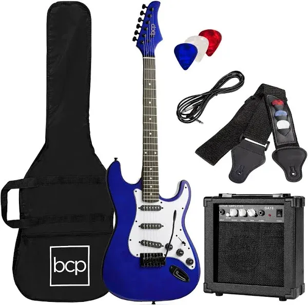 Best Choice Products 39in Full Size Beginner Electric Guitar Kit with Case, Stra