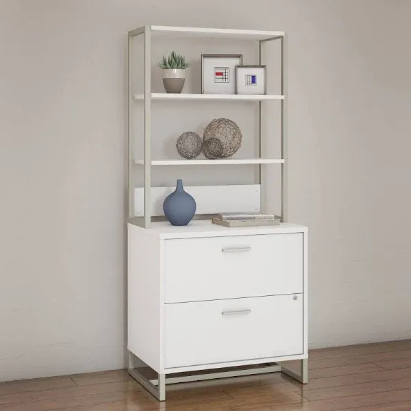 Office by kathy ireland MTH012WHSU Method Lateral File Cabinet with Hutch, White