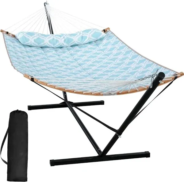 Suncreat Outdoor Hammock with Curved Spreader Bar Patio Double Hammock with Stand