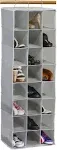  24 Section Hanging Shoe Shelves Closet Organizer, Gray Grey