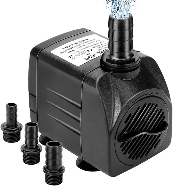 GROWNEER 2 Packs 550GPH Submersible Pump 30W Ultra Quiet Fountain Water Pump, 2000L/H, with 7.2ft High Lift, 3 Nozzles, 4.9 Feet Tubing for Aquarium, Fish Tank, Pond, Hydroponics, Statuary