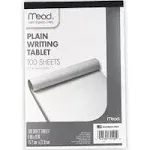 Mead Writing Tablet, 6in x 9in, 100 Sheets, Plain