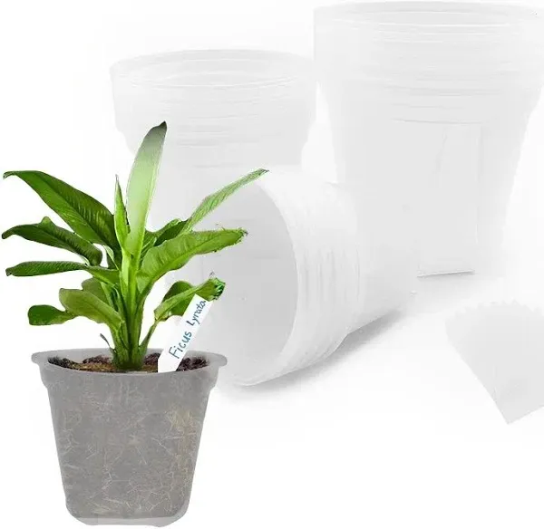 15 Pack Clear Nursery Pots for Plants 4/5/6 inch Reinforced Transparent Plastic Nursery Pots with Drainage Hole, Plastic Plant Pot Seedling Planter with 15 Pcs Labels for Indoor Outdoor Plants