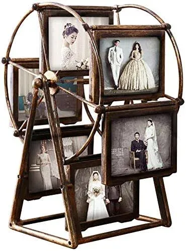 Rotating Ferris Wheel Picture Frame, Desk Table Top Vintage Photo Frames, Personalized Family Photo Frame Shows for 12 Photos Home Décor Christmas Birthday Gifts