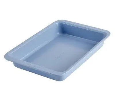 Farberware Easy Solutions Nonstick Bakeware Rectangular Cake Pan, 9 Inch x 13 Inch with Portion Marks - Blue