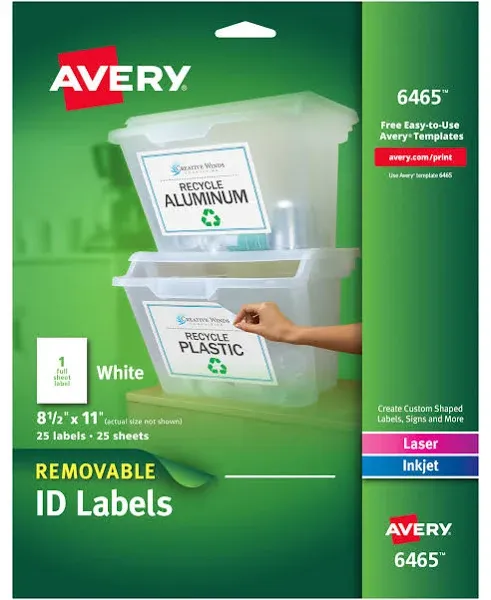 Avery Removable Labels 8-1/2" x 11", 10 Labels (6470) | Avery.com