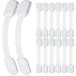 4our Kiddies 14 Pack Baby Proof Cabinet Latches, Childproof Drawer Latches with 12 Extra 3M Adhesives, Adjustable No Drilling Child Safety Cabinet Locks Straps Baby Drawer Locks for Kids Baby Safety