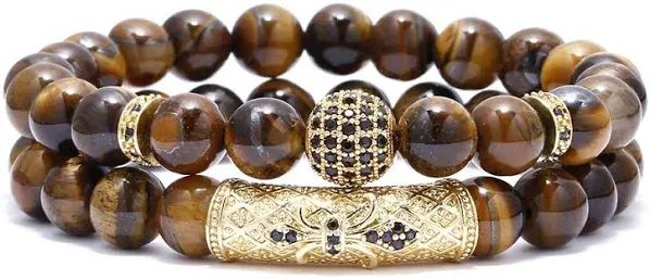 BOMAIL Elastic Tiger Eye Stone Bracelet