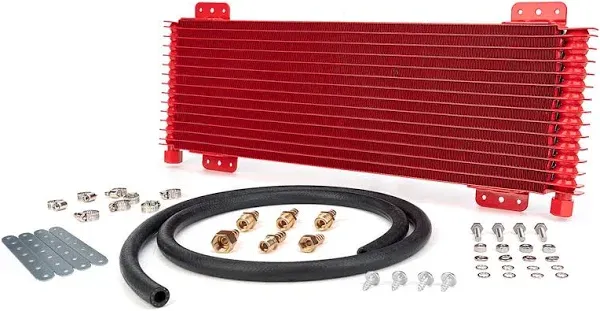 Low Pressure Drop Transmission Oil Cooler LPD47391 4739 40,000 GVW with Mounting Hardware (Red)