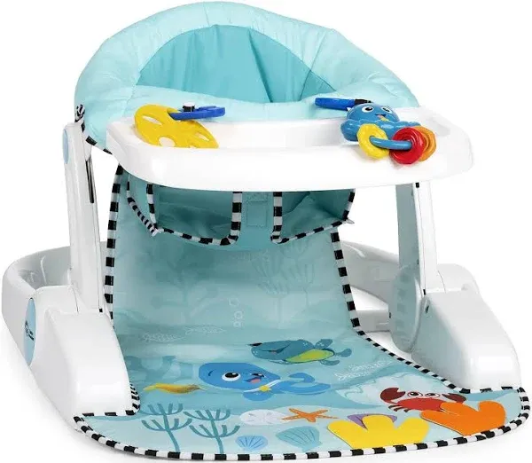 Baby Einstein Unisex Sea of Support 2 In 1 Sit Up Floor Seat with Soft Seat Pad, Store Tray, and Sea of Sensory Details, Multicolor