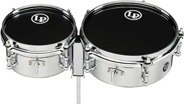 LP Latin Percussion Timbales Mini Chrome 6" + 8" verchromter Stahlkessel Tiefe 3,25", Halterung zur Montage auf einer 3/8 Haltestange, LP845-K, Trommel, Drum