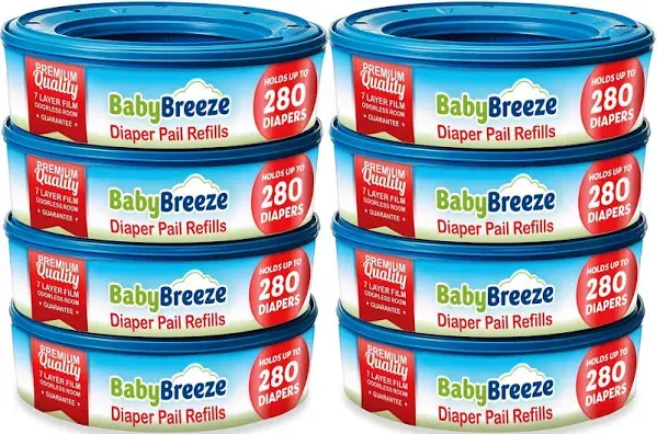 BabyBreeze Diaper Pail Refill Bags Compatible with Playtex Diaper Genie Pails Odor Absorbing Diaper Disposal Trash Bags