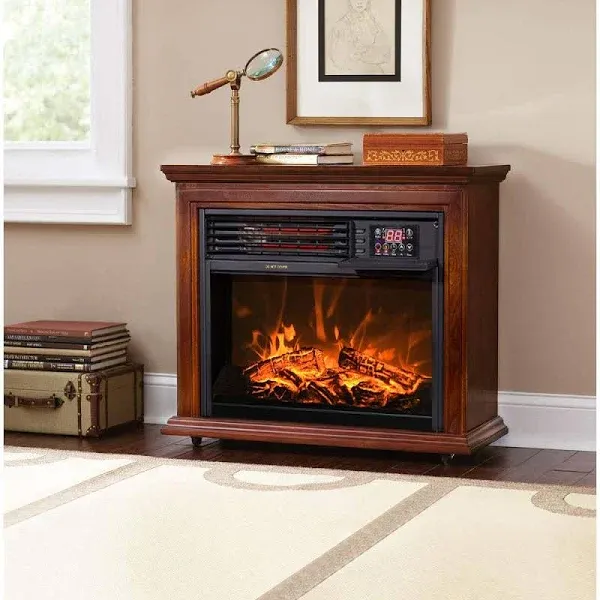 Electric Fireplace Heater Infrared Quartz W/Timer, Remote Controller Built-In Wh