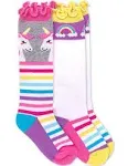 Jefferies Socks/Unicorn Rainbow Stripe Knee High Socks 2 Pair Pack Xs