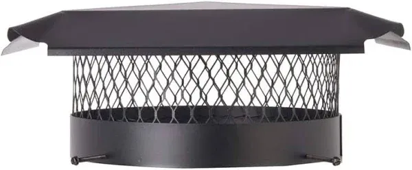 Draft King CBO14 round Bolt on Black Galvanized Steel Single Flue Chimney Cap, 1