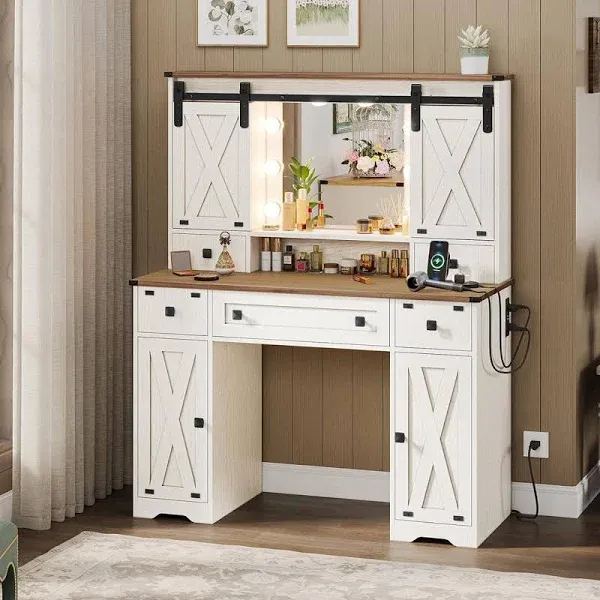 Gracie Oaks Farmhouse Vanity Desk