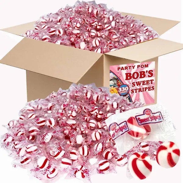 Bobs Sweet Stripes Soft Peppermint Candy Balls 5 LB of Holiday Classic Christmas Candy Bulk Stocking Stuffer Individually Wra