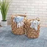  Wicker Woven Round Nesting Basket Set of 2 with Handles, Natural