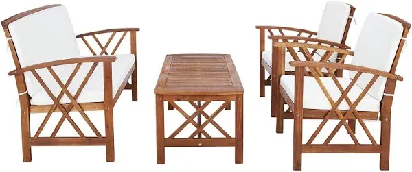 Safavieh Fontana 4 PC Outdoor Set, Natural / Green