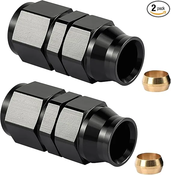 EVIL ENERGY 6AN Female Flare to 3/8" Compression Hardline Fitting Aluminum Black 2PCS