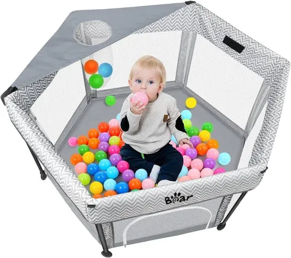  Baby Playpen with Canopy, Outdoor Playard for Babies and Toddlers, Foldable 