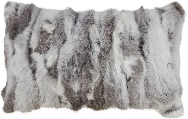 Saro Lifestyle Lucky Collection Rabbit Fur Throw Pillow