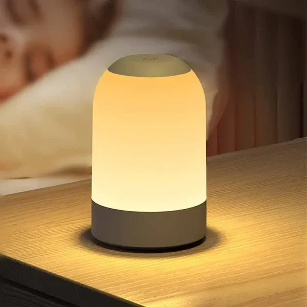 G Keni Baby Night Light, Touch Bedside Table Lamp, Timer & RGB Mode, Dimmable Small Lamp for Bedrooom, USB Rechargeable Battery Smart Night Lamp for Nightstand