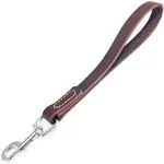 Leather Short Dog Lead, Strong Traffic Pet Lead with 360º Heavy Duty Metal Hook, Short Dog Leash for Big Large Medium Dogs Training and Walking.