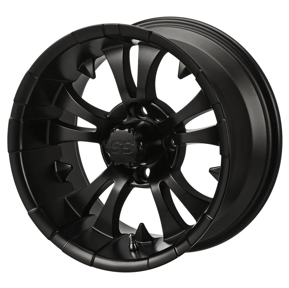 14" VAMPIRE Matte Black Aluminum Golf Cart Wheels - Set of 4