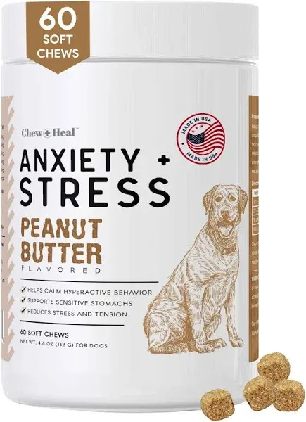 Chew + Heal Calming Chews for Dogs (Peanut Butter Flavor)