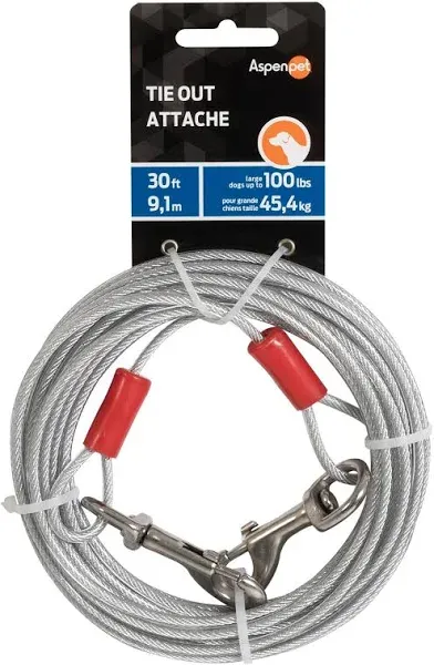 Aspen Pet Dog Tie Out Cable - 1700 lbs Break Strength - 30ft Cable