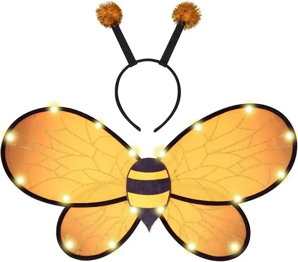 Spooktacular Creations Light Up Forager Bee Wings and Bee Antenna Headband