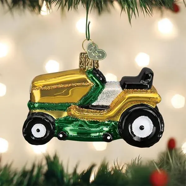 Old World Christmas Glass Blown Tree Ornament- Riding Lawn Mower