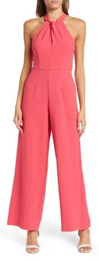 Julia Jordan Womens Crepe Halter Jumpsuit