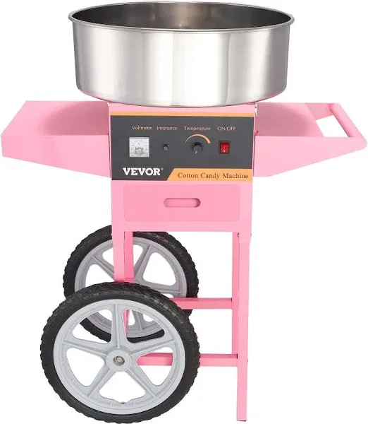 VEVOR 1000W Candy Floss Maker, Commercial Cotton Candy Machine with Stainless Steel Bowl, Sugar Scoop, and Drawer, Perfect for Home Kids Birthday