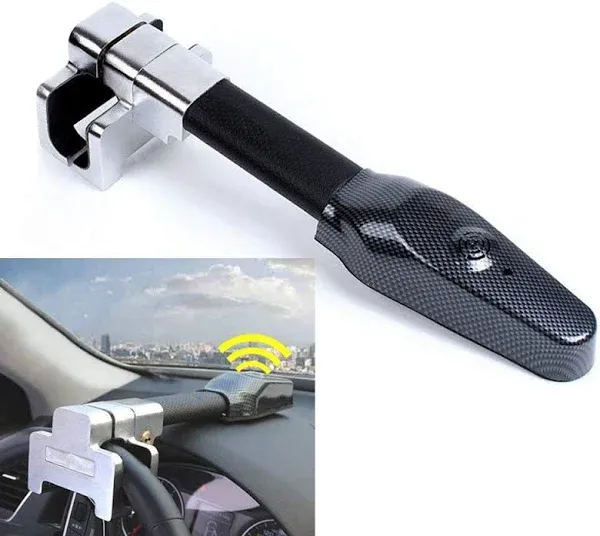 Vechkom Steering Wheel Lock Anti-Theft Device with Alarm Security Car Anti Theft Safety Lock Retractable Protection T-Lock