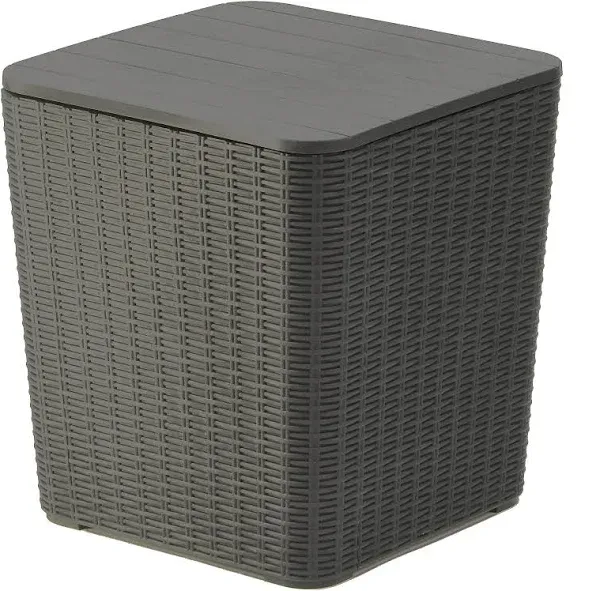 Arendal Collection Wicker Texture All-Weather Storage Box by Brown