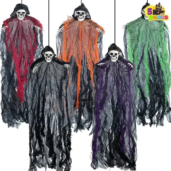 27.6” Halloween Decorations Outdoor Hanging Grim Reapers, 5 Pack Halloween Ha