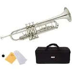 Mendini By Cecilio Bb Trumpet - Trumpets for Beginner or Advanced Student w/Case, Cloth, Oil, Gloves - Brass Musical Instruments For Kids & Adults