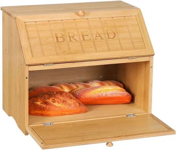 HOMEKOKO Vintage Double Layer Large Bread Box for Kitchen Counter, Retro Design 