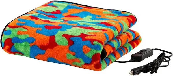 Stalwart Heated Blanket - Ultra Soft Fleece Throw Powered by 12V Auxiliary Power Outlet for Travel or Camping - Winter Car Accessories (Multi Camo)