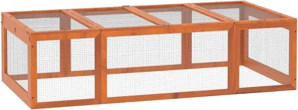 PawHut Large Wooden Rabbit Hutch Bunny Hutch Small Animal Habitat Encl