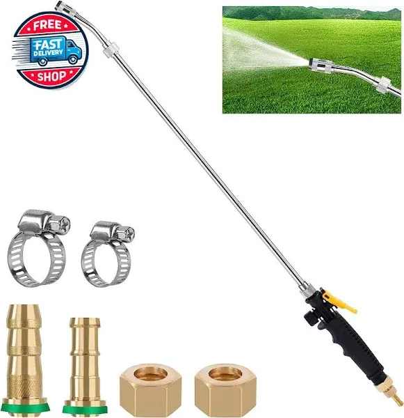 29&#034; Replacement Sprayer Wand 3/8&#034;Brass Barb Stainless Steel with Shut-Off Valve 