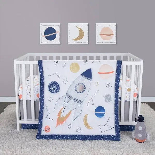 Cosmic Rocket 4 Piece Crib Bedding Set