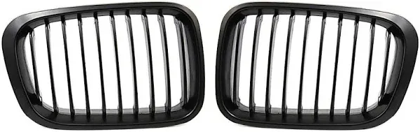 Pair Front Bumper Kidney Grille Matte Black Compatible with 1998-2001 BMW E46 320i 323i 325i 328i 330i Sedan 4-Door