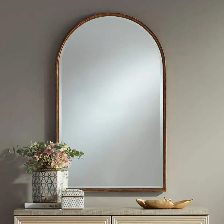 Uttermost Clara Gold 24" x 39" Arch Top Wall Mirror