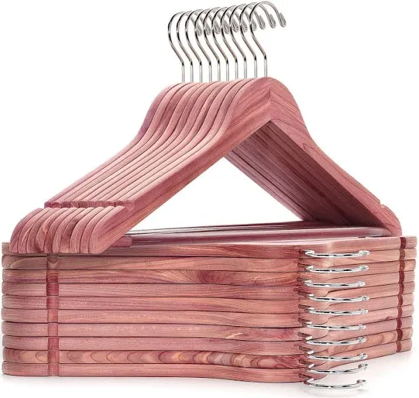 Amber Home 30 Pack American Red Cedar Hangers, Smooth Finish Wood Coat Hangers f