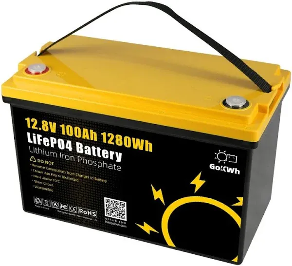 Gokwh Batterie lithium-ion Gokwh 12V 100Ah LiFePO4 1280Wh boîtier de stockage d'énergie affichage de la capacité LCD BMS intégré